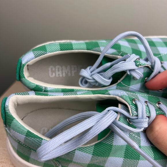 Camper Runner Up Lightweight Sneakers Blue Green Gingham Plaid size EU 40 US 9 - Picture 4 of 9